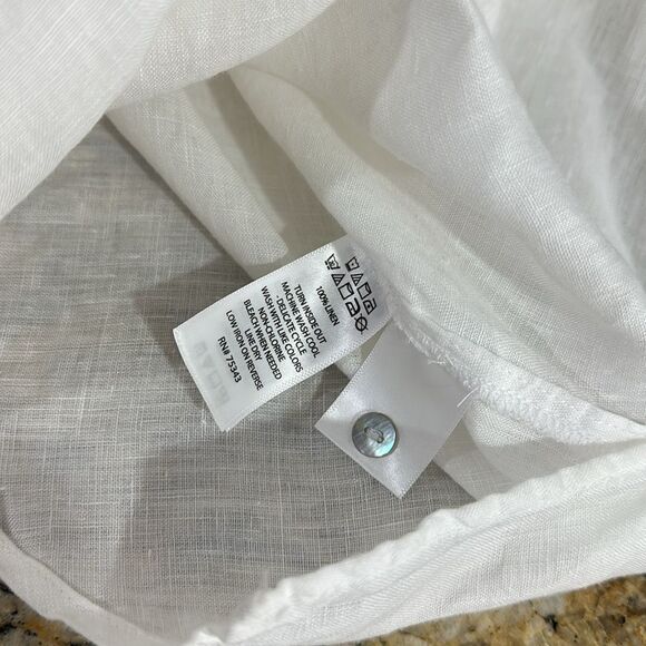 Tahari Linen White Collared Long Sleeve Button Front Blouse Top Size M - Picture 4 of 6